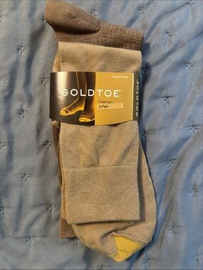 Gold Toe Men's Dress Socks in Tan with Yellow Accent (2 Pair)
